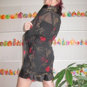 Two Piece Roses Slip Dress and Robe Set